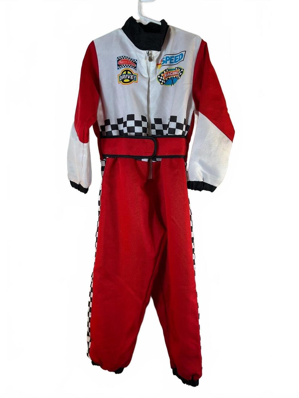 MELISSA & DOUG Unisex Kids Red Race Car Driver Jumpsuit / Size: 3 to 6 Yrs